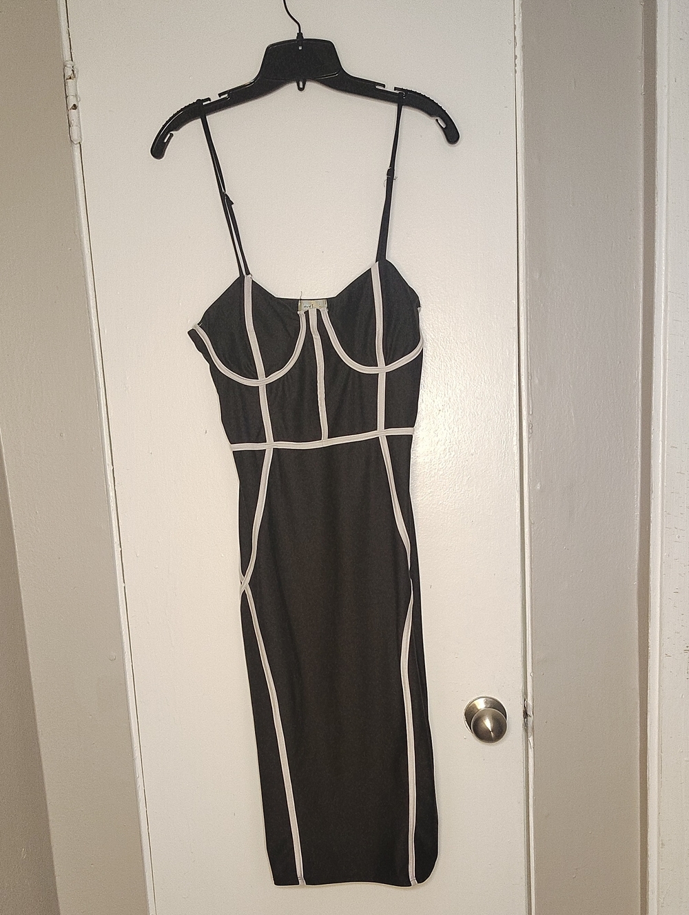 love J Black Midi Dress with White Contrast Piping
